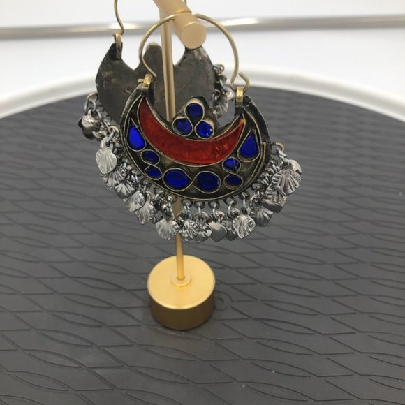 Tribal Afghan Kuchi Earrings, Hoop Style Afghani Earring, Afghan Bali Earrings - Picture 5 of 7